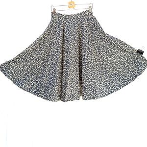Retro 50s Handmade Floral Blue Midi Circle Skirt, Size S-M